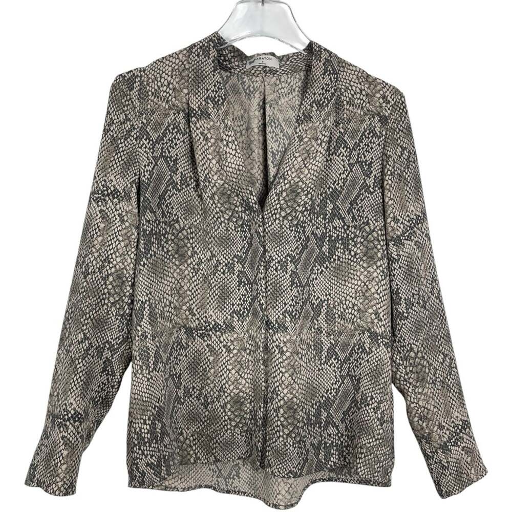 Aritzia Babaton Blouse Top Snakeskin Print Brown Size Small